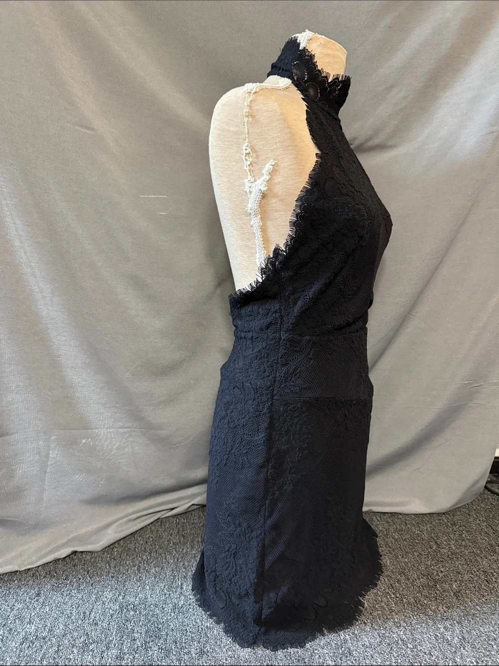Free People Intimately Harper High Neck Lace Dress Black size Medium - Picture 5 of 12